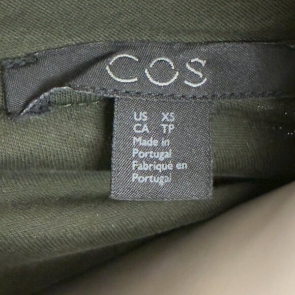 COS Short Sleeves T-Shirt Khaki Green Cotton Mini Dress Size XS - Picture 5 of 7